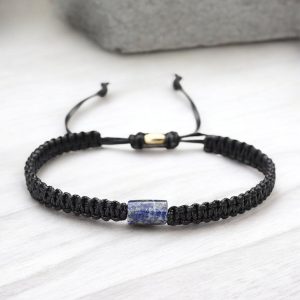 Lazurit köves állítható cord karkötő