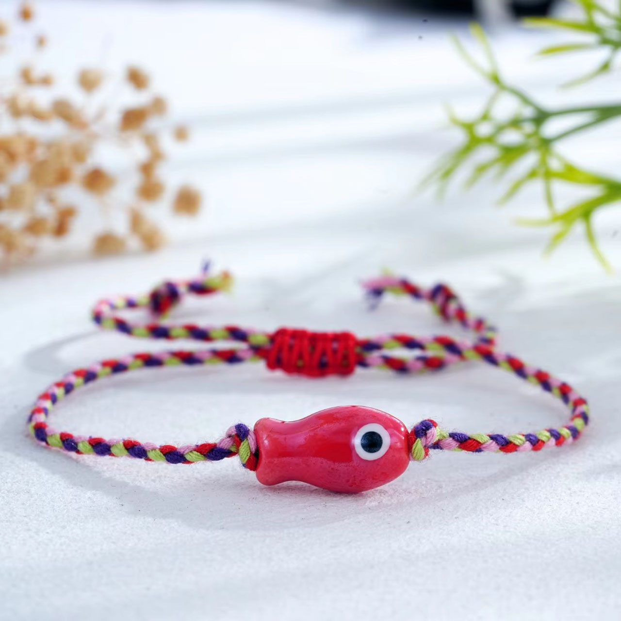 Szerencsehalacska (piros) - állítható karkötő