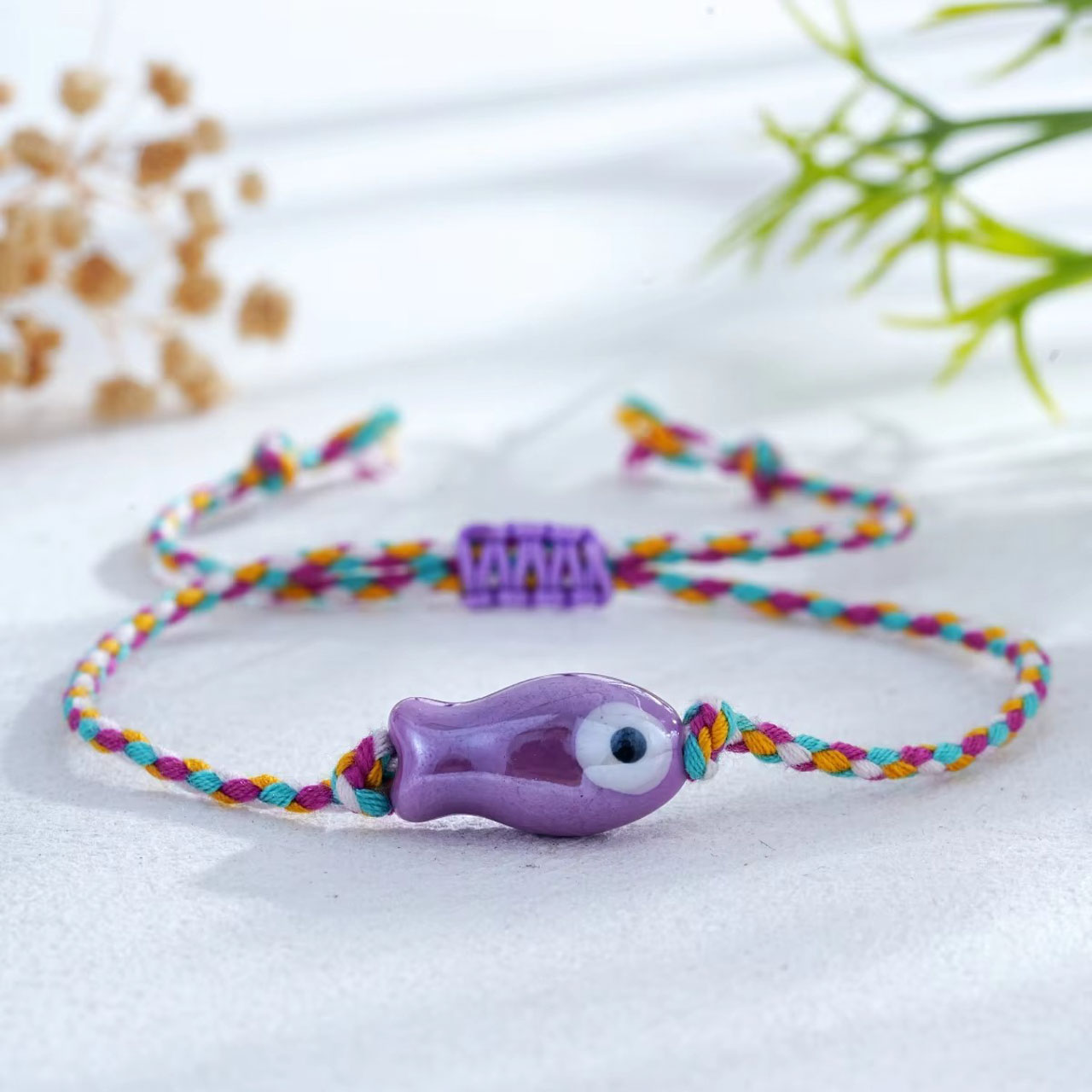 Szerencsehalacska (lila) - állítható karkötő