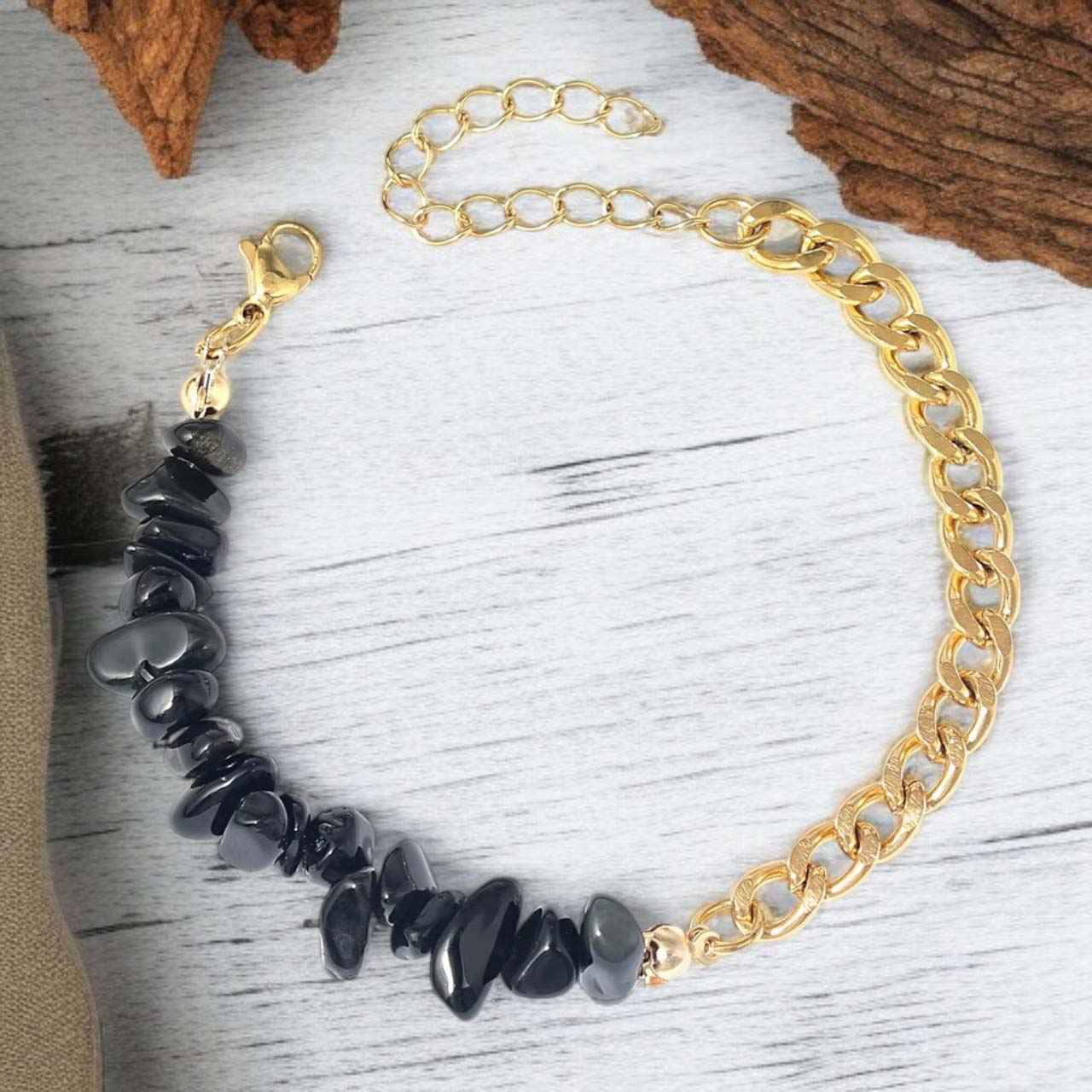 Fekete Elegancia - állítható karkötő