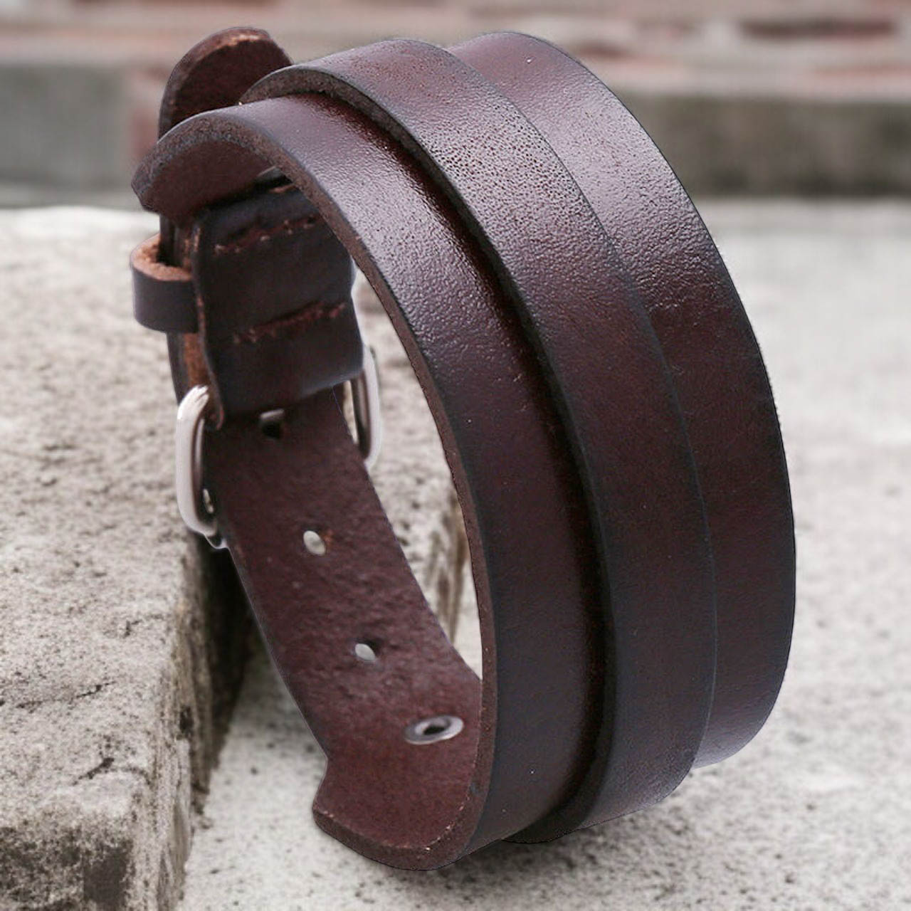 Őserő - Állítható dupla bőr karkötő (barna)