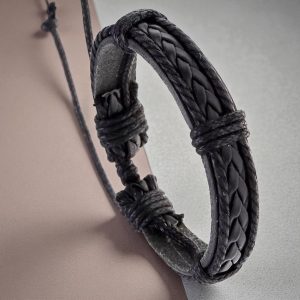 Többsoros bőr karkötő - Black 2.