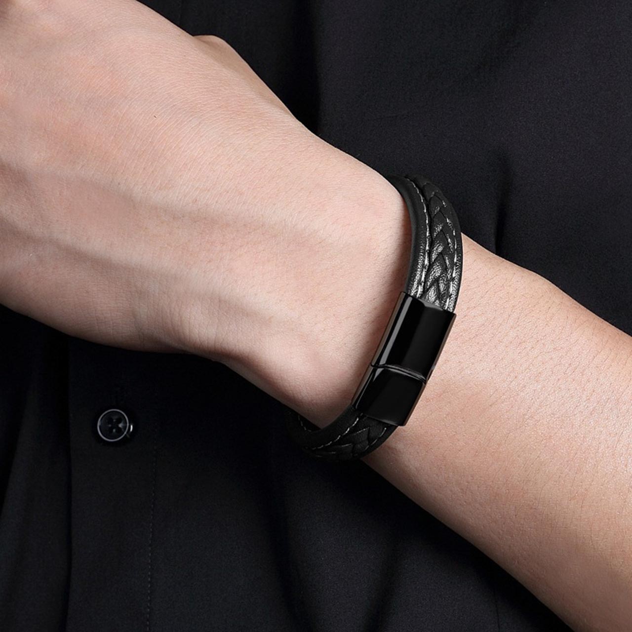 Letisztult Erő - mágnescsatos bőr karkötő (fekete) - Image 2