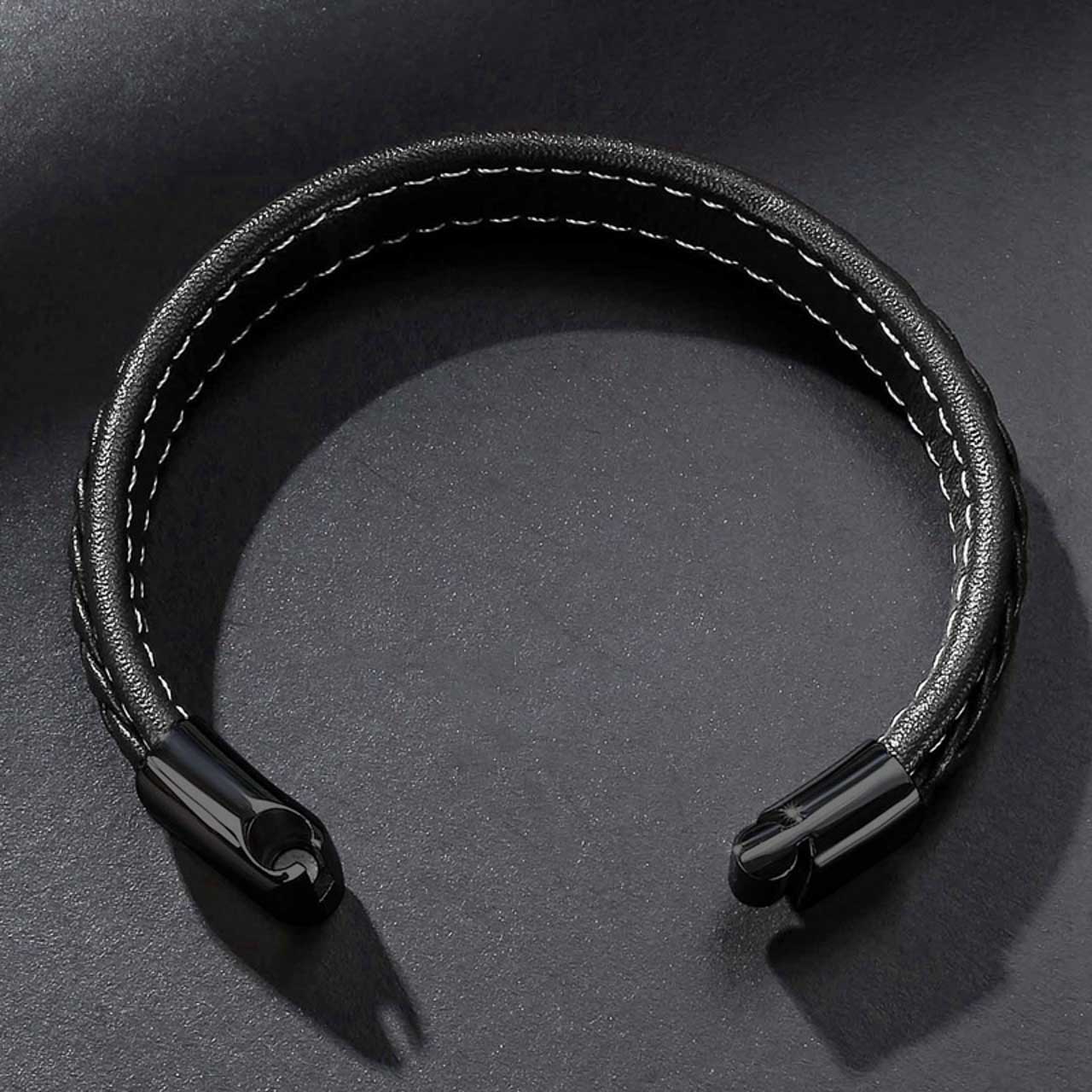 Letisztult Erő - mágnescsatos bőr karkötő (fekete) - Image 3