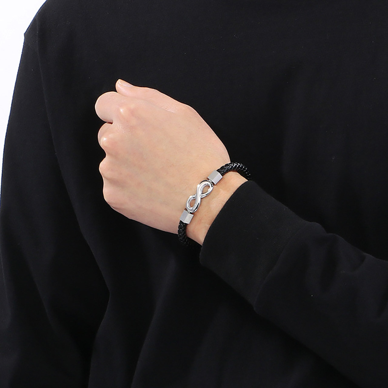 Infinity - mágnescsatos bőr karkötő (ezüst) - Image 4