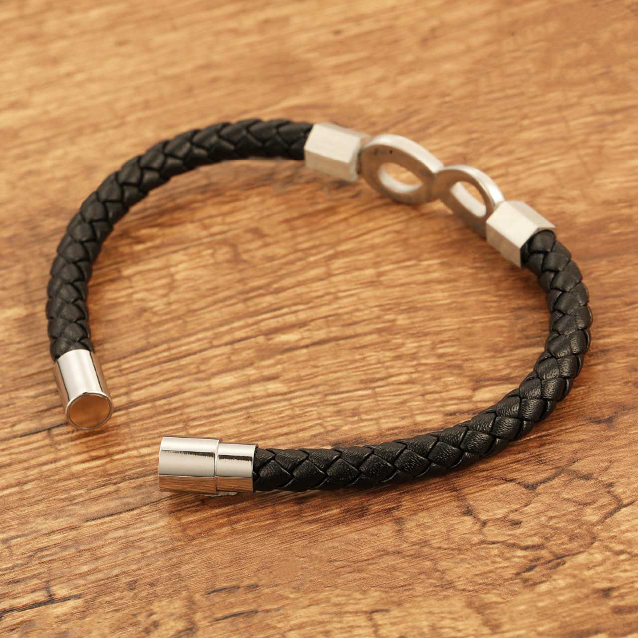 Infinity - mágnescsatos bőr karkötő (ezüst) - Image 3