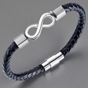 Infinity - mágnescsatos bőr karkötő (ezüst)