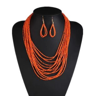 Színek Harmóniája - Nyaklánc fülbevaló szett (korall színű)