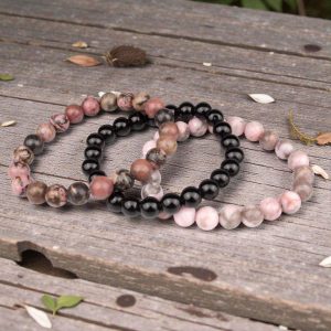 Egyensúly – Zebrajáspis, Rodokrozit és Turmalin karkötő szett