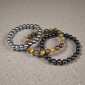 Erő és Védelem – Tigrisszem, Hematit és Obszidián karkötő szett