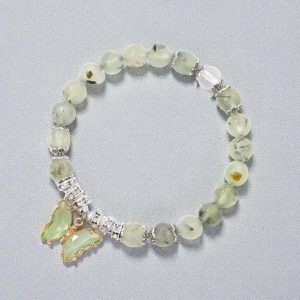 Megújulás – Prehnit karkötő pillangó medállal